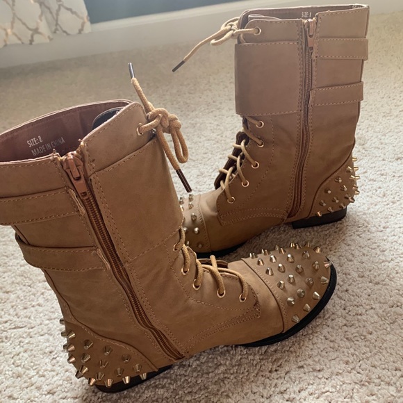 Studded Combat Boots Size 8 - Picture 3 of 7